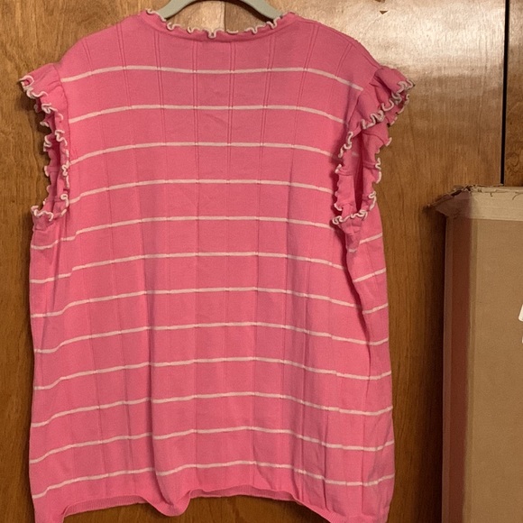 Isaac Mizrahi Live plus size sleeveless pink and white top, size 2X - Picture 4 of 4